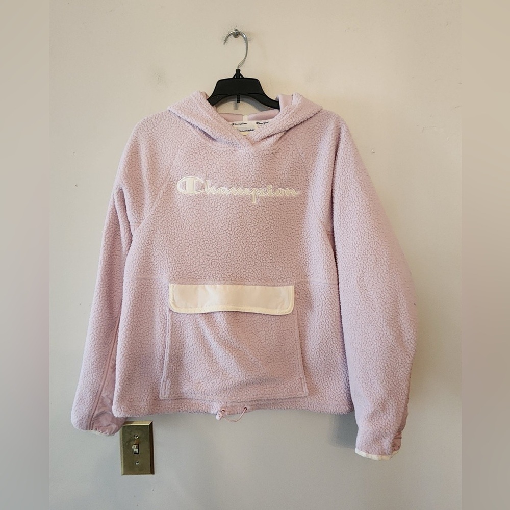 Champion fleece pink hoodie size womens medium